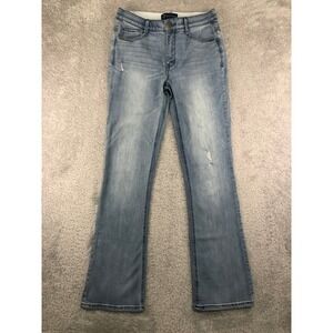 Democracy Jeans Women 8 (29x31.5) Blue Bootcut Ab"solution Distressed Stretch